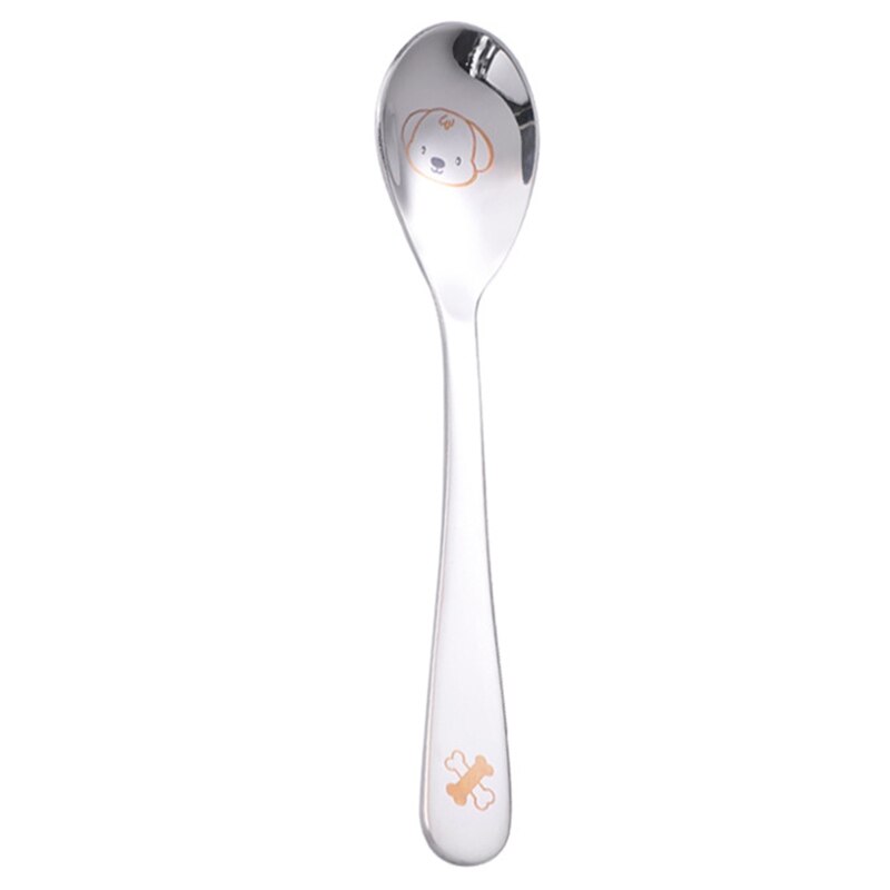 Premium Food Grade Stainless Steel Spoons Teaspoons for Home Dishwasher Safe Ergonomic Handle with Cute Animal Pattern: puppy