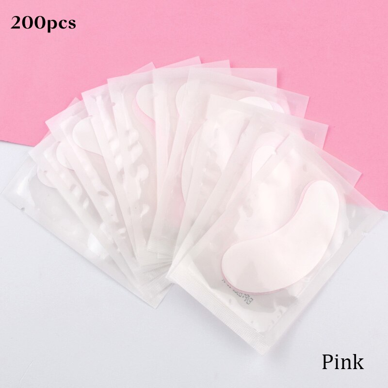 200Pairs Wimper Extension Papier Patches Hydrogel Gel Pads Pluizende Geënt Valse Wimpers Benodigdheden Make Gereedschap: Pink