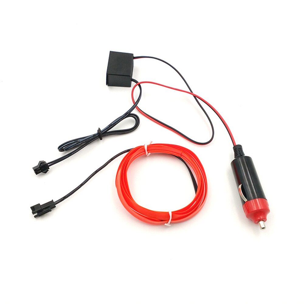 5M Glow EL Wire Cable with 12V Car Driver LED Neon Christmas Dance Party DIY Costumes Clothing Luminous Car Light Decoration: Red