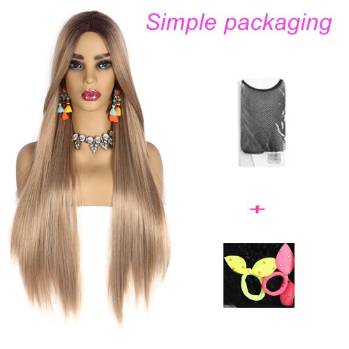 Suri-Peluca de pelo largo liso para mujer, pelo largo sintético resistente al calor, color rosa ombré, dos tonos, 30 pulgadas, negro, marrón, azul, 7 colores: 27-613-JY