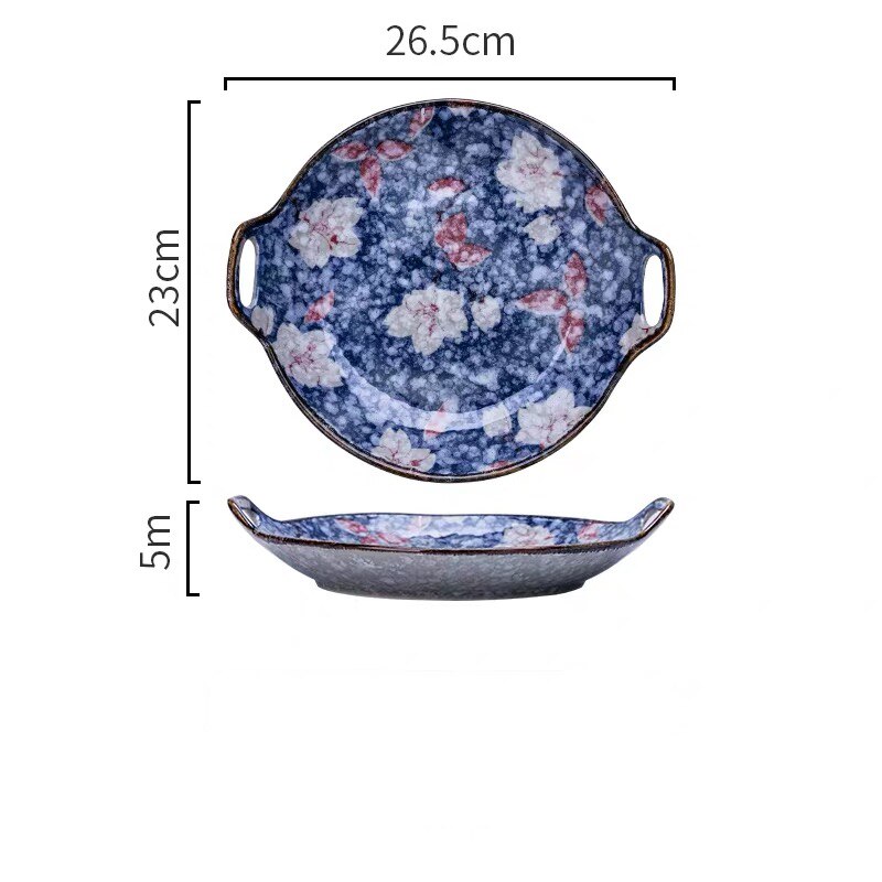 Japanse postorale keramische westerse borden visbord schotel rijst soep kom lepel set sushi servies: 10.4 inch ronde plaat