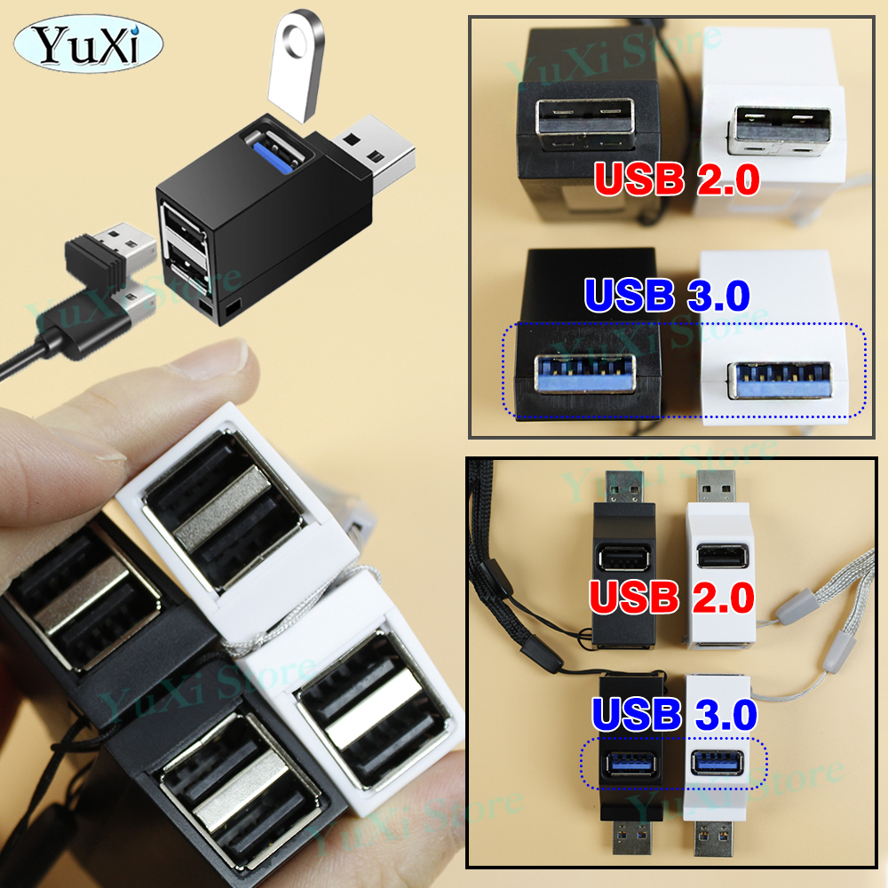 USB HUB-poort USB 3.0 Adapter Extender Mini Splitter Box 1 tot 3 poorten Hoge snelheid USB 2.0 voor laptop PC Schijfkaartconnector