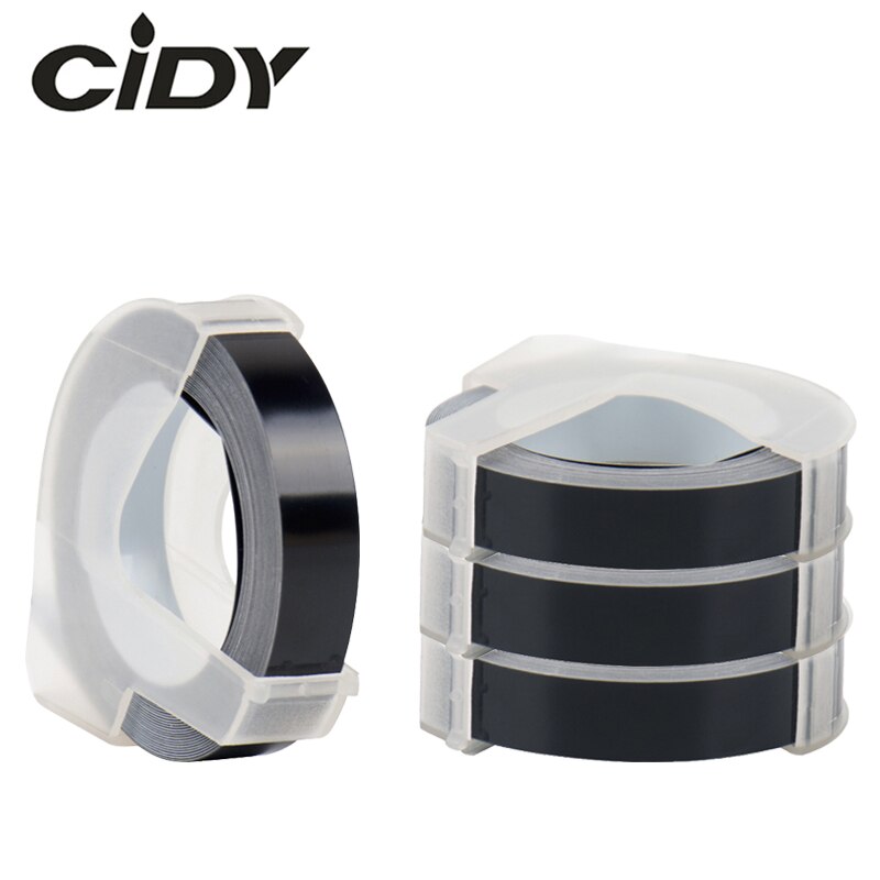 CIDY 4 pièces 9mm noir plastique Compatible DYMO 3D organisateur Xpress étiquettes pour gaufrage étiqueteurs DYMO 1610/1575 Motex E101