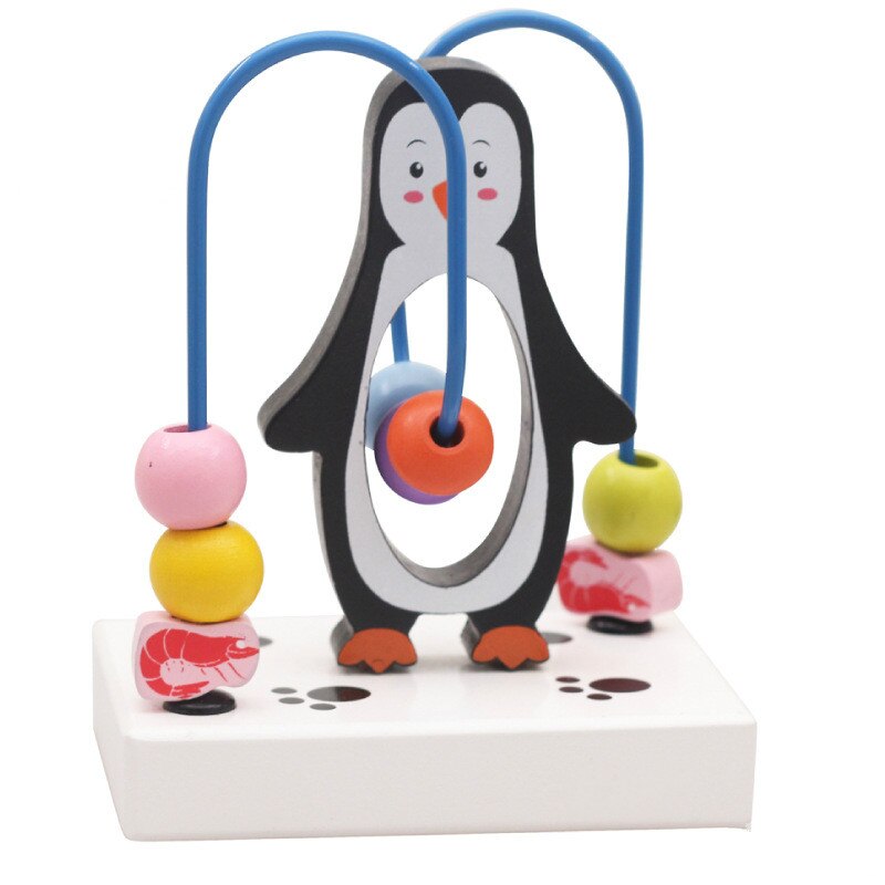 Hand Oog Coördinatie Kinderen Puzzel Vroege Onderwijs Speelgoed Houten Mini Dieren Rond Kralen Speelgoed Oefening