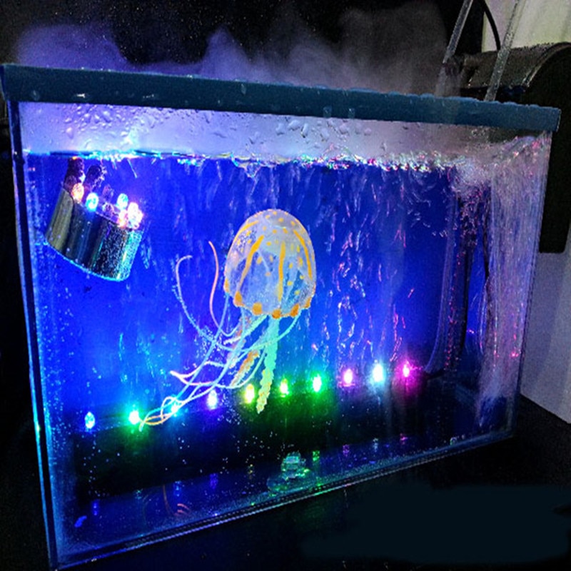 1Pcs Artificial Jellyfish Fish Tank Aquarium Decoration Mini Submarine Ornament Luminous Landscape Fish Tank Accessories