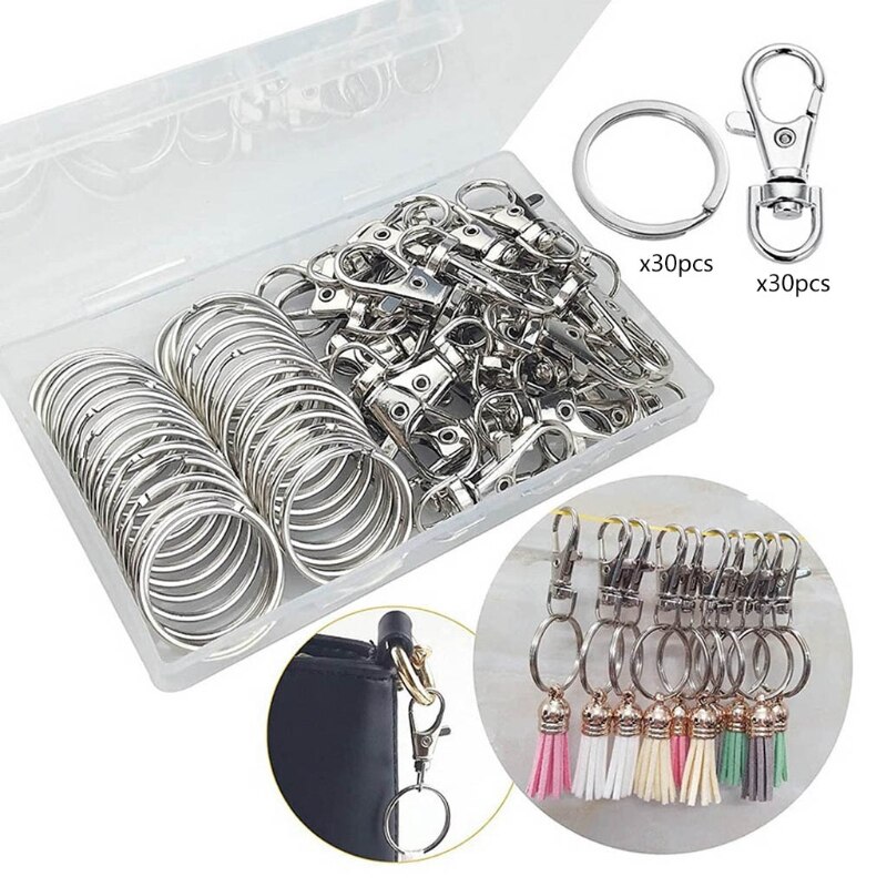 100 Pieces Flat Key Rings Kit Alloy Anti-rust Keyrings with Chain Open Jump Rings DIY Crafts Jewelry Making D20 21: 60PCS