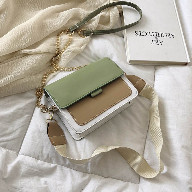Smooza mini lederen crossbody tassen til kvinner groene keten schouder tas dame reizen portemonnees og håndveske: Lysegrønn