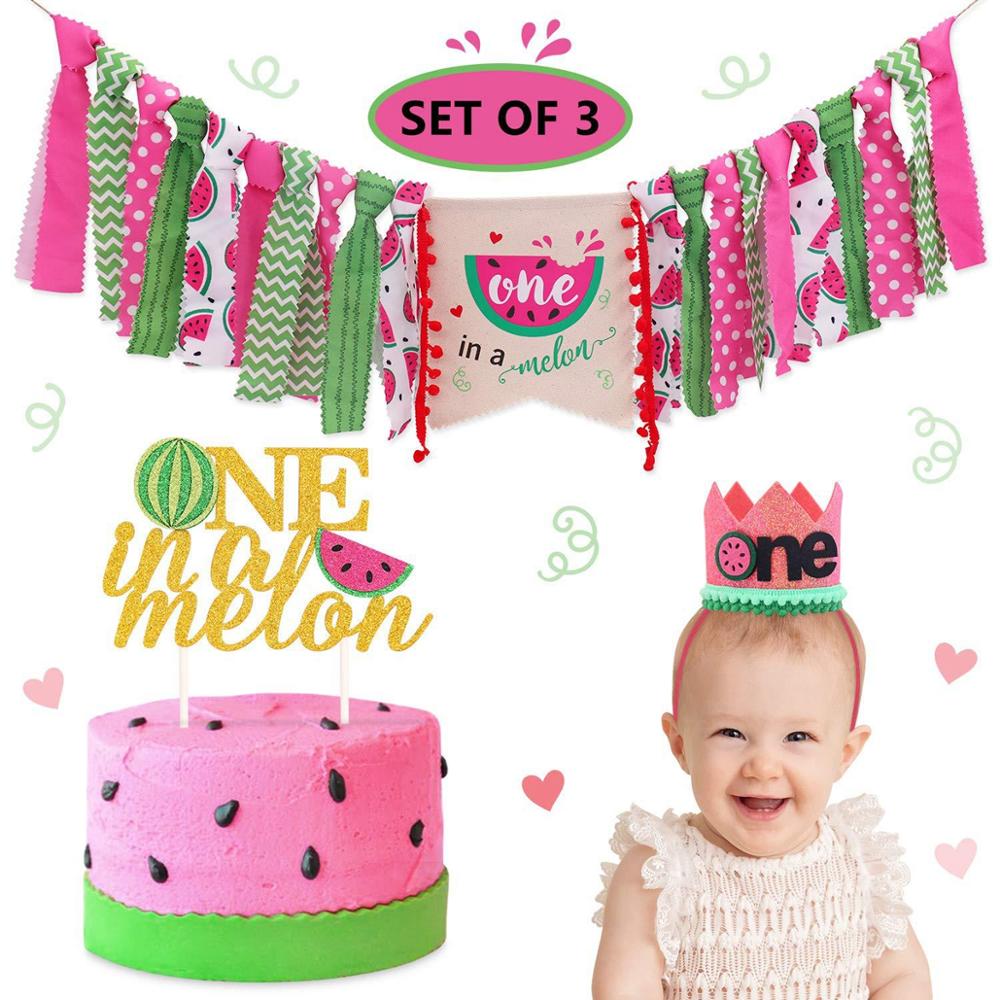 Watermelon One Year Birthday Hat 1st Birthday Banner Kids Happy Birthday Banner 1 One Year First Birthday Boy Baby Shower