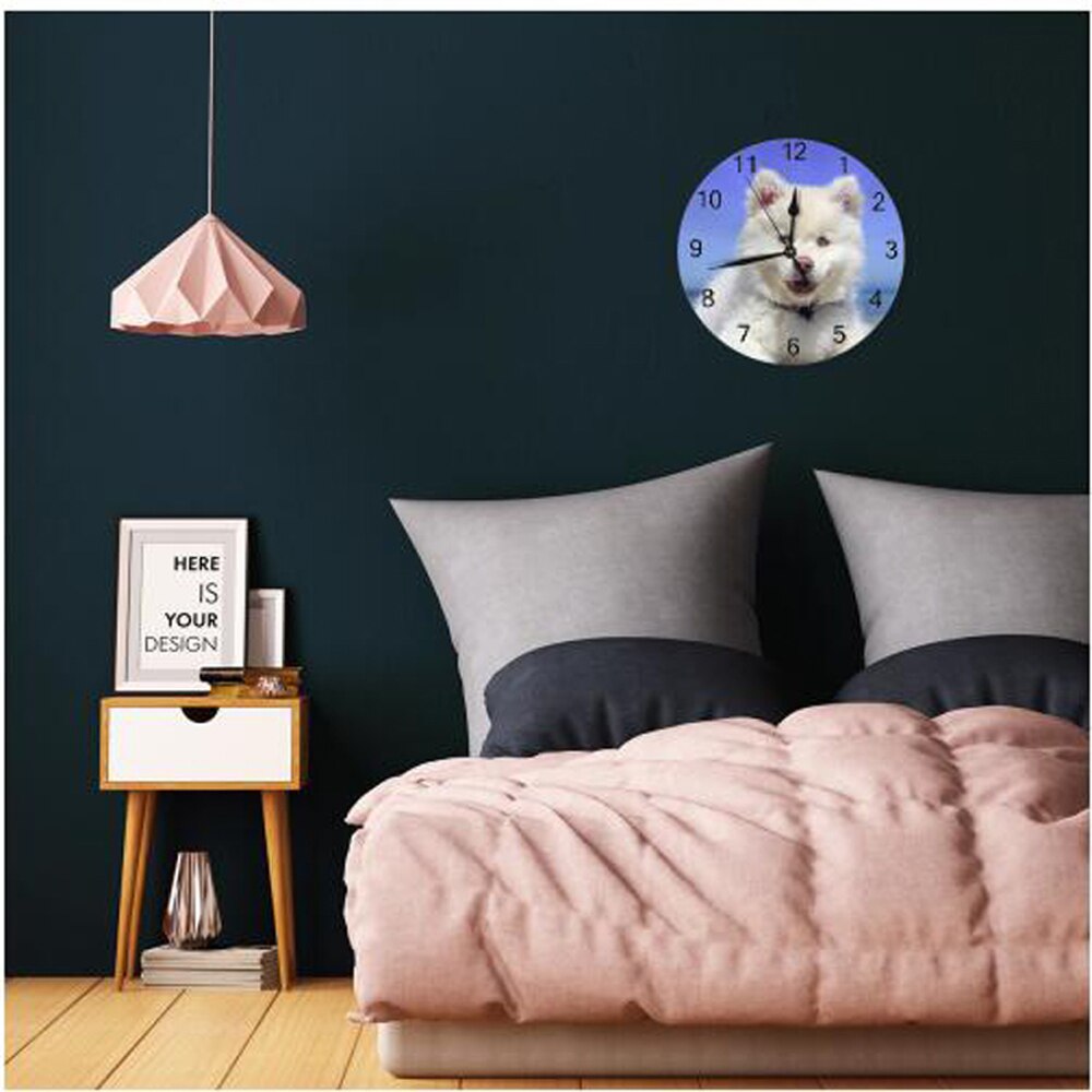 Round Wall-Clock Pet Dogs Pattern Numeral Digital Dial Mute Silent Non-Ticking Battery Operated Clocks Wall Deaor Art