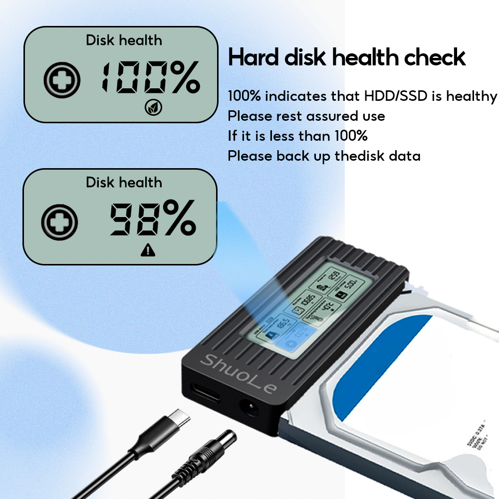 USB 3.2 3.0 to SATA III Adapter Converter Cable Digital display Case for 2.5/3.5-Inch SSD HDD Hard Drive External for Laptop PC