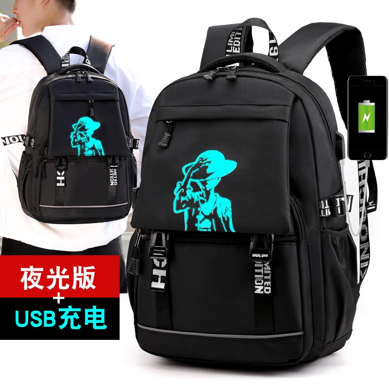 men's high-capacity backpack with luminous pattern student bag charging backpack