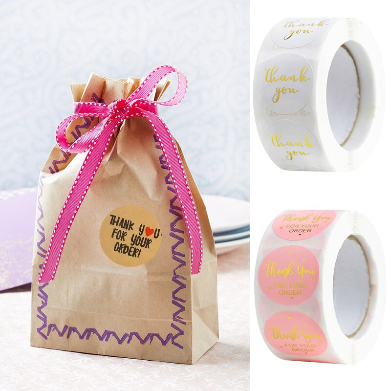 Étiquettes autocollantes merci à sceller, 500 pièces/rouleau, 2.5cm, pour emballage , Festival, fête d'anniversaire, décoration