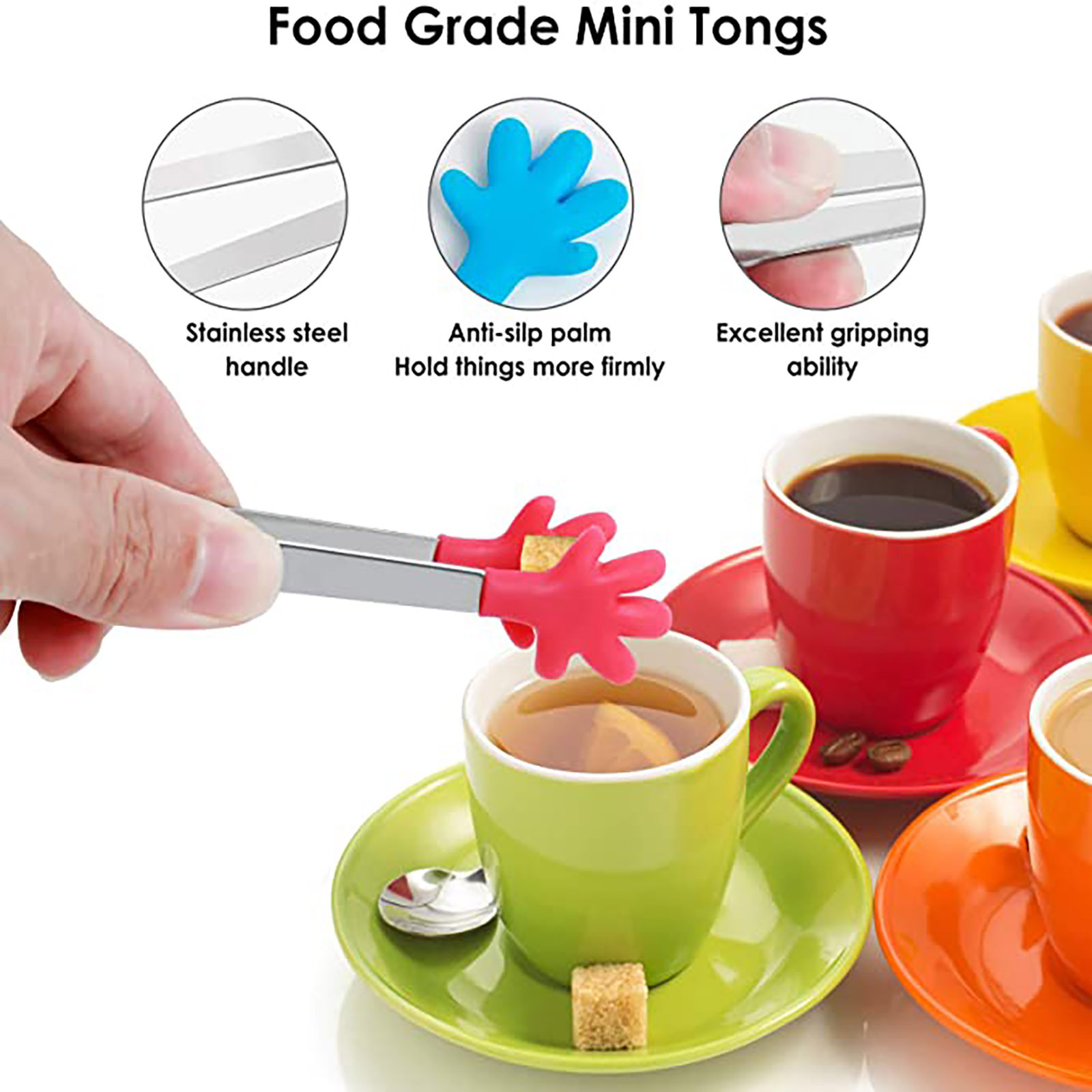 Stainless Steel Heat Resistant Kitchen Tong Ice Tong Small Non-slip Silicone Bread Tong Kitchen Tools Bbq Tools Accessories