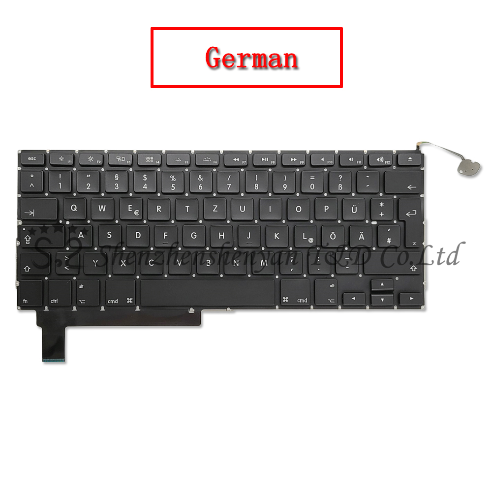 A1286 For Macbook Pro 15" Replacement Keyboard US UK Russian French Spain Japanese Arabic Version Years: German