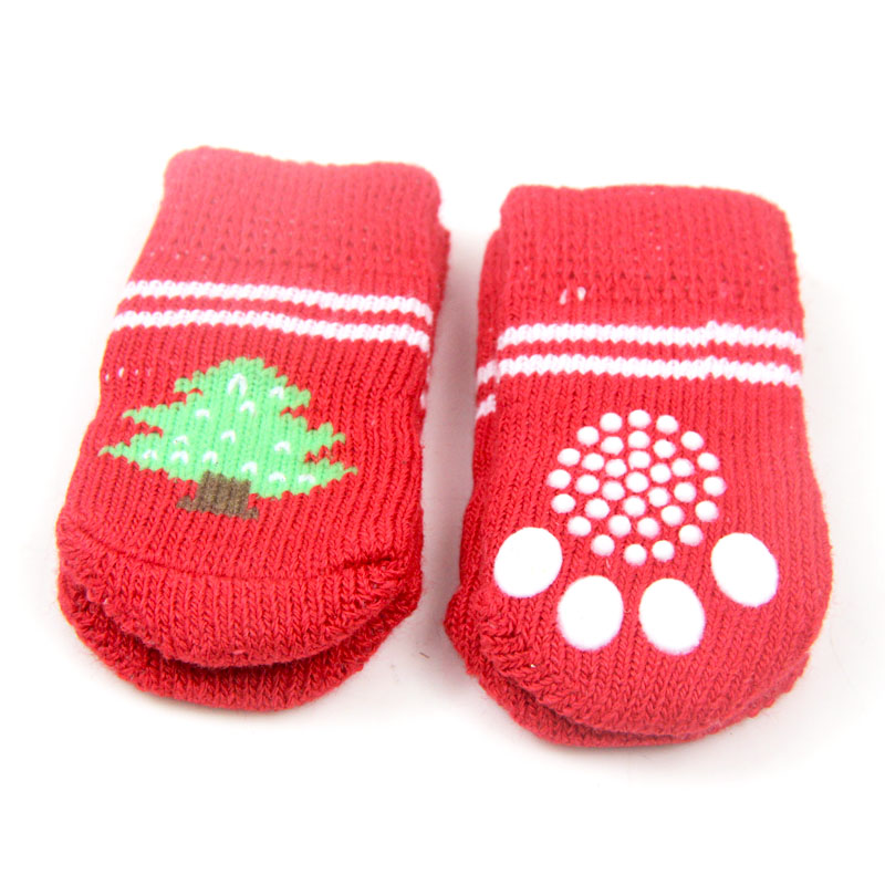 30X75 MM Lovely Pet Socks Antiskid Teddy Dog Socks Panda 4Pcs/Set Pet Knits Socks Anti Slip Skid Bottom: 5