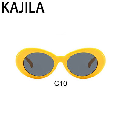 Kurt cobain briller ovale solbriller kvinder vintage trending solbriller til kvinde clout goggles очки курта кобейна: Gul
