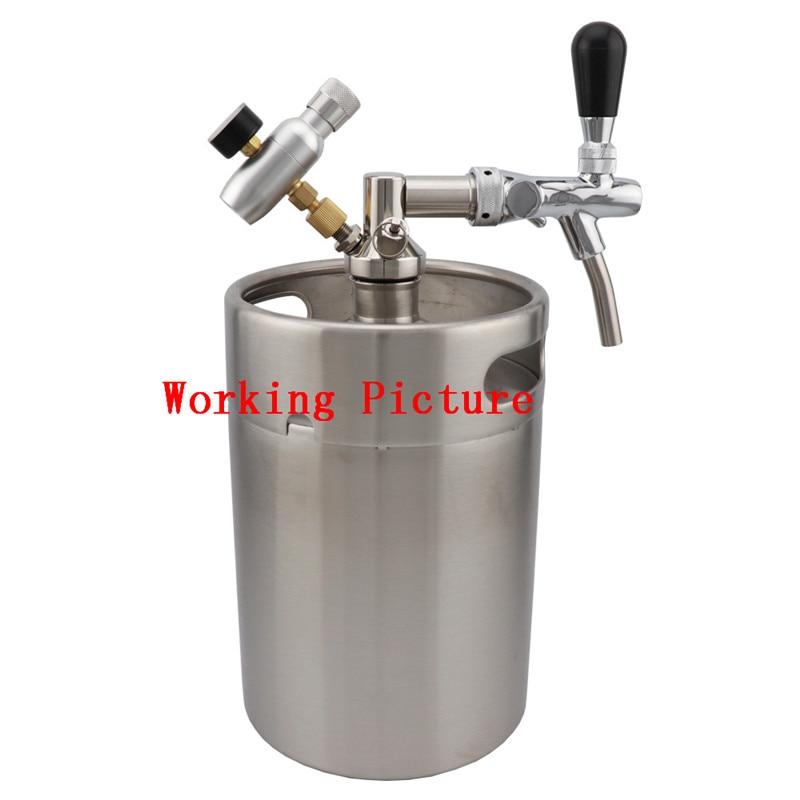 Adjustable Beer Tap Stainless Steel Mini Keg Tap Dispenser Spear with Mini Co2 Gas Regulator for 2L 4L 5L Beer Growler