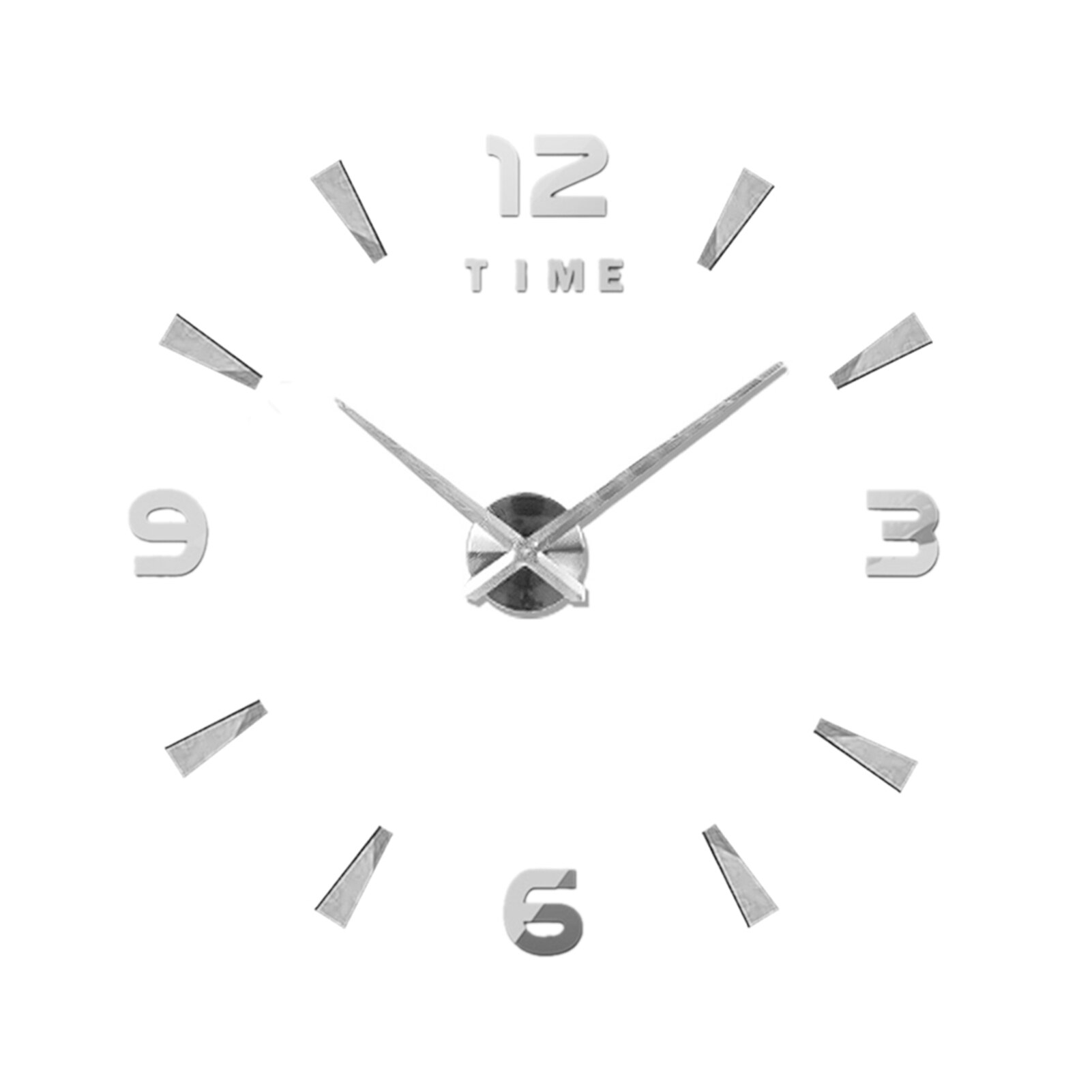 Reloj de pared 3D moderno sin marco, cronógrafo con pegatina de pared, para hogar, oficina, Hotel, restaurante, escuela, decoración, reloj grande: Plata / Large