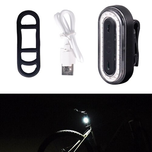 Usb Oplaadbare Fiets Achterlicht Fietsen Led Achterlicht Terug Lamp Zaklamp Voor Fiets Vouwfiets Accessoires Achterlicht: white light