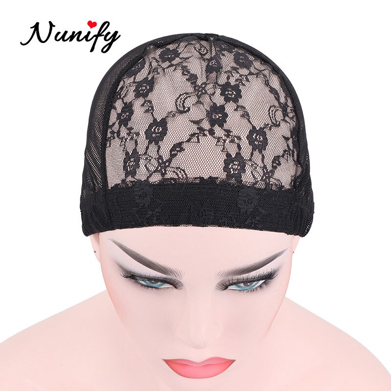 Nunify 1pcs Black U Part Wig Cap With Swiss Lace Net Making Wigs Full Lace Wig Weaving Cap Mesh Base Machine Made Stretchy Net: Normal Lace Wig