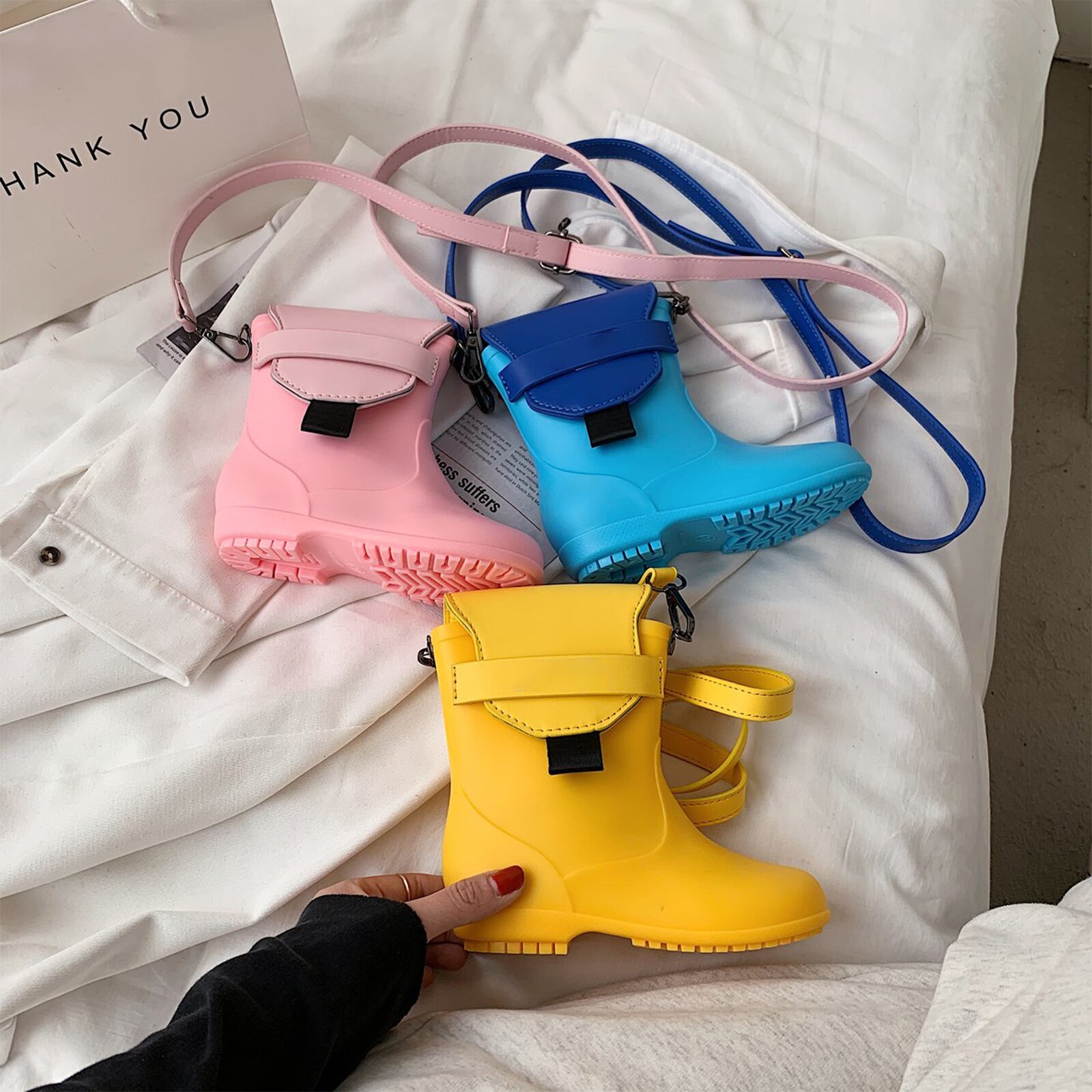 Kinderen Koreaanse Cross-Body Tas Jongens En Meisjes Cartoon Regen Laarzen Vormige Mini Messenger Bag