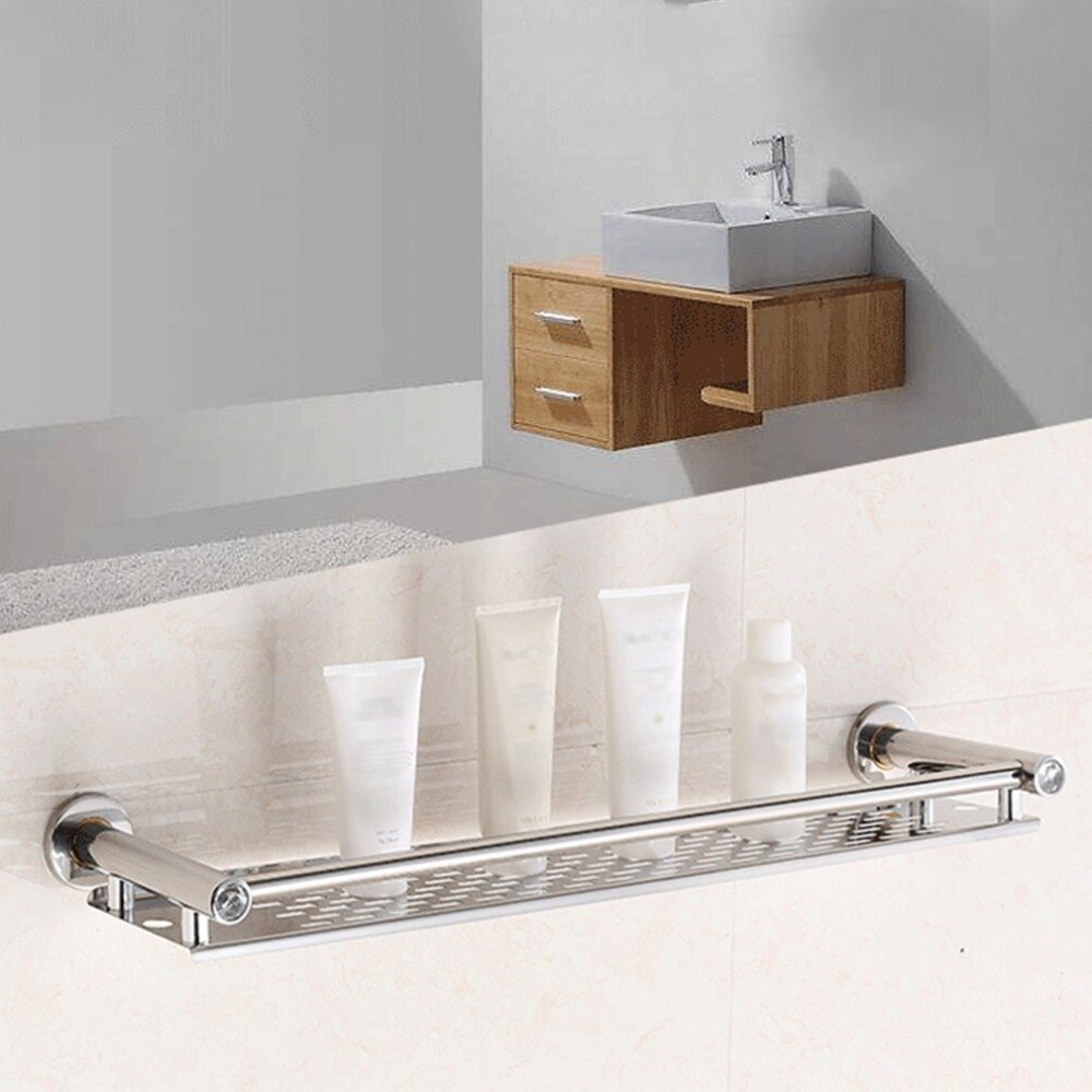 Stainless Steel Anti-rust Frame Storage Shelf Wall Mounted Hanging Rack Toilet Washroom Bathroom Soap Sponge Holder