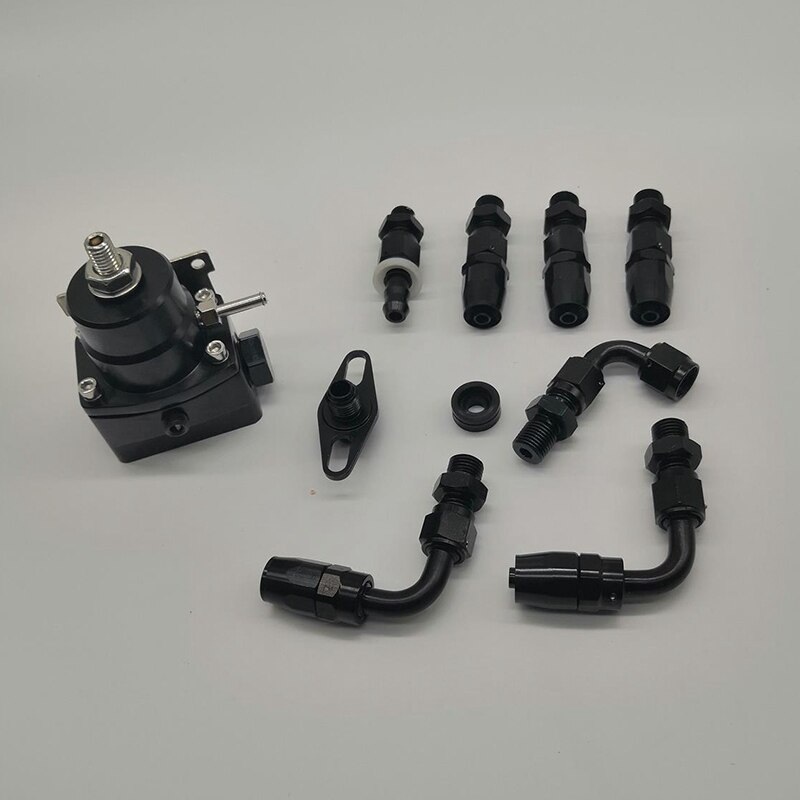 Universal Adjustable Fuel Pressure Regulator Oil Pressure Regulator Kit 6 Fitting End-Black