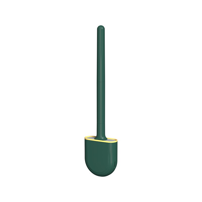 Silicone Toilet Brush for Bathroom ,Detachable Handle Toilet Bowl Brush and Holder Set Soft Bristles with Quick Drying Holder: Green