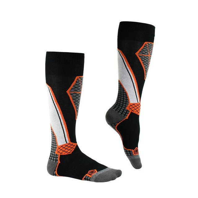 Männer Frauen Winter Warm Thermische Ski Socken Dicke Sport Snowboard Radfahren Skifahren Fußball Socken Thermosocks Beinlinge socke: Black orange / M 42-44