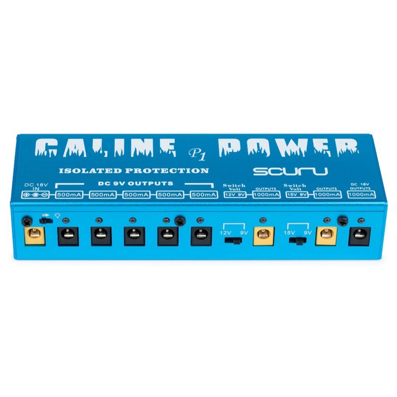 Caline  p1 isoleret strømforsyning 18v 2a 36w guitareffektpedal 8 isolerede udgange strømforsyning  p1 blå farve guitartilbehør