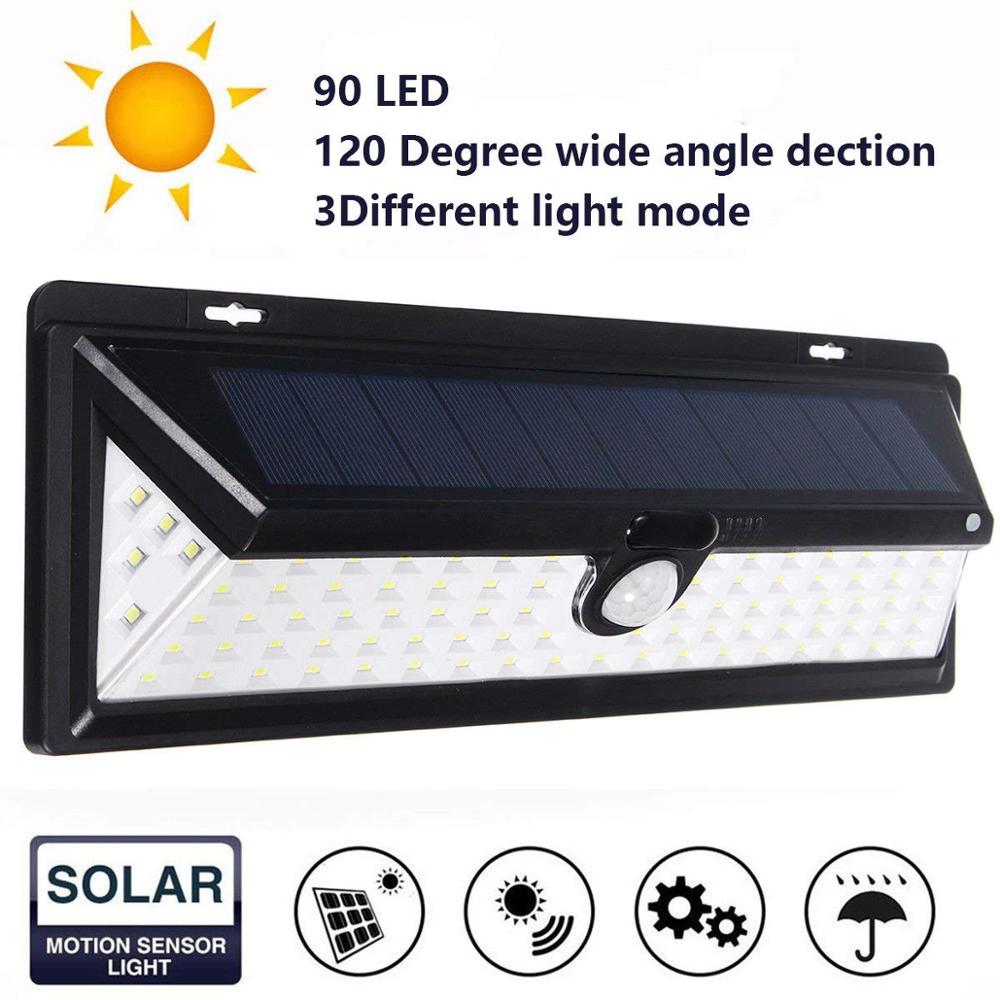 90 led zonne-aangedreven wandlamp met pir-bewegingssensor voor buiten