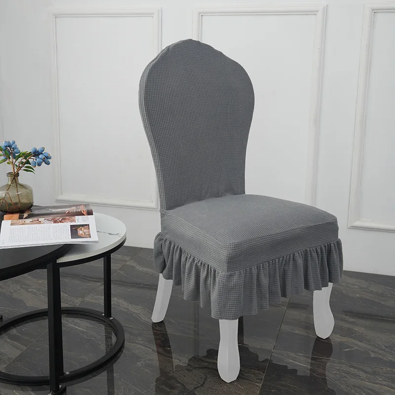 Rok Stoelhoes in Europese stijl Verdikte eettafel en stoelhoes Elastische rok Hotel Restaurant stoel beschermhoes: Marineblauw