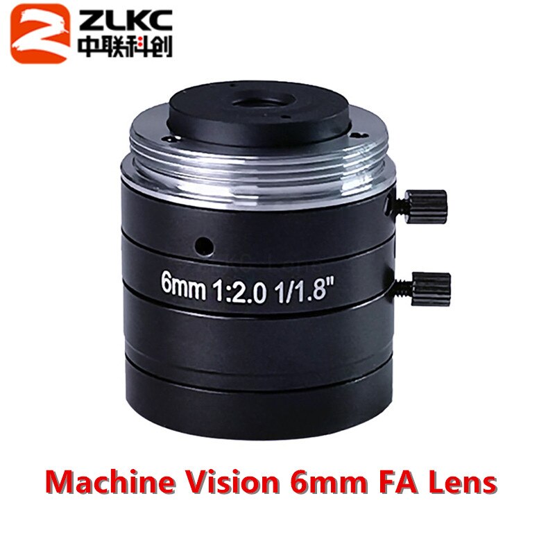 5mp manuella irislinser 4mm 6mm 8mm 12mm 16mm 25mm 35mm 50mm 75 mm fast fokal  f2.0 1/1.8 tums c-fäste lättviktslins för maskinseende: 6mm fa lins