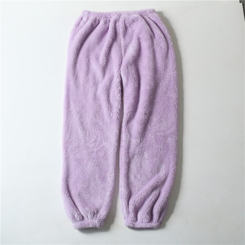 ¡Novedad de invierno! Pantalones de franela para mujer, pantalones de dormir gruesos y cálidos, pantalones de pijama para mujer, pantalones cómodos, pantalones holgados para parejas, pantalones casua: Lavanda