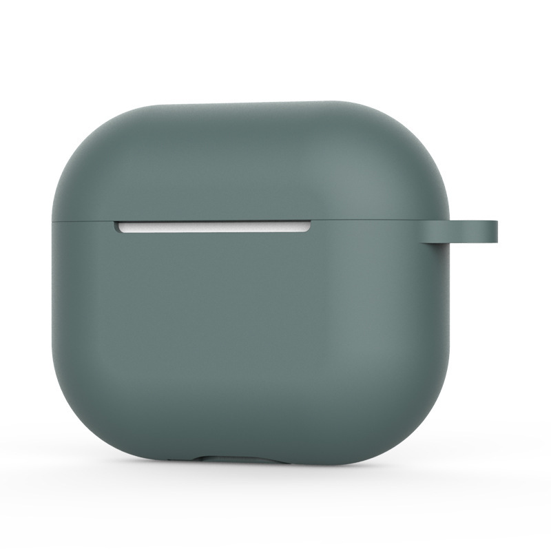 Soft Silicone Case For Apple AirPods 3 Case headphone accessories wireless Bluetooth headset cover with hook hole for airpods 3: Olive