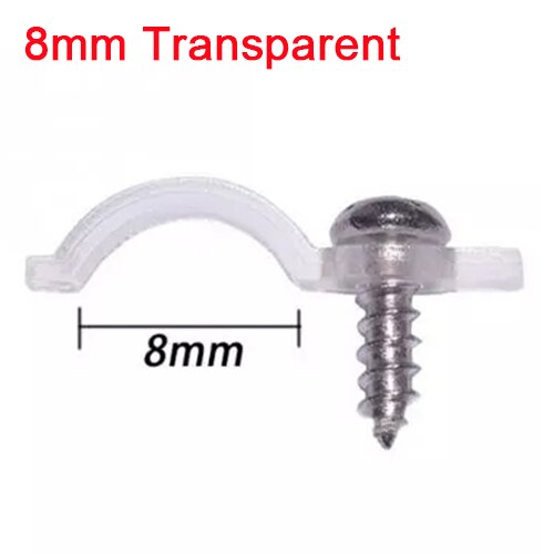 50 stk gennemsigtig / plastik monteringsbeslag fastgørelse klemme clips med skruer 8mm 10mm til  ip65 vandtæt 5050 3528 led strimler: 8mm gennemsigtige