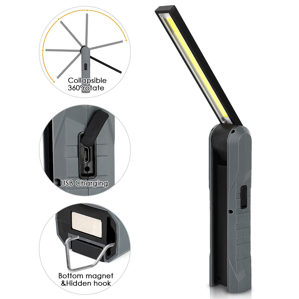 Led Work Light Portable COB Worklight Lamps Work Lamps Werklamp Flashlight Working Light Searchlight USB Rechargeable 3W LED