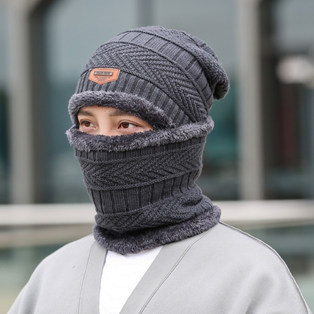 Conjunto de gorro y bufanda de esquí para hombre y mujer, gorros térmicos de punto, gorros de invierno