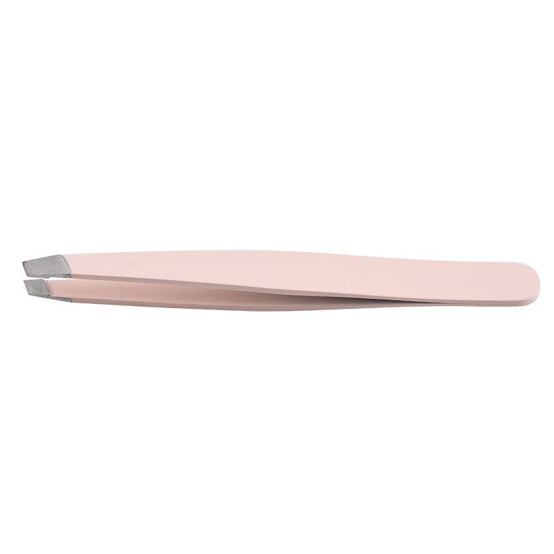 Eyebrow Tweezers Stainless Steel Slant Tip Hair Removal high-precision stainless steel eyebrow tweezers for facial hair Makeup T: Pink