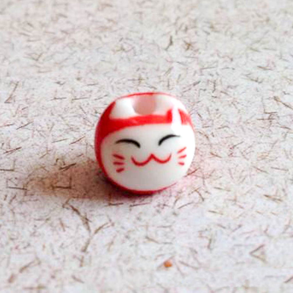 Cuentas de gato de la suerte para pulsera, Material de joyería hecho a mano, accesorios de cerámica pintados a mano, , número 9, 10 Uds., TMT07: YELLOW