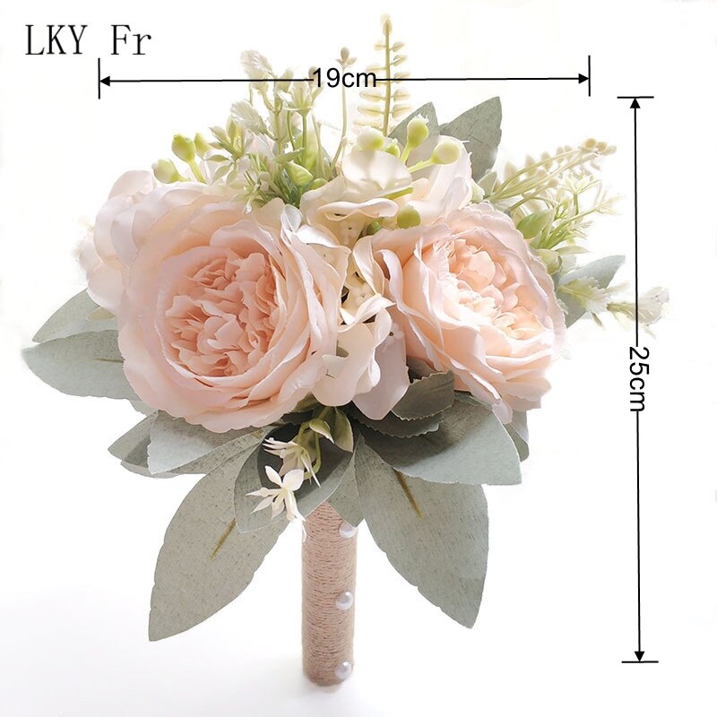 LKY Fr Hochzeit Strauß für Braut Brautjungfern Weiß Braut Blumensträuße Blumen Lila die Seide Pfingstrosen Hochzeit Strauß Hochzeit Liefert