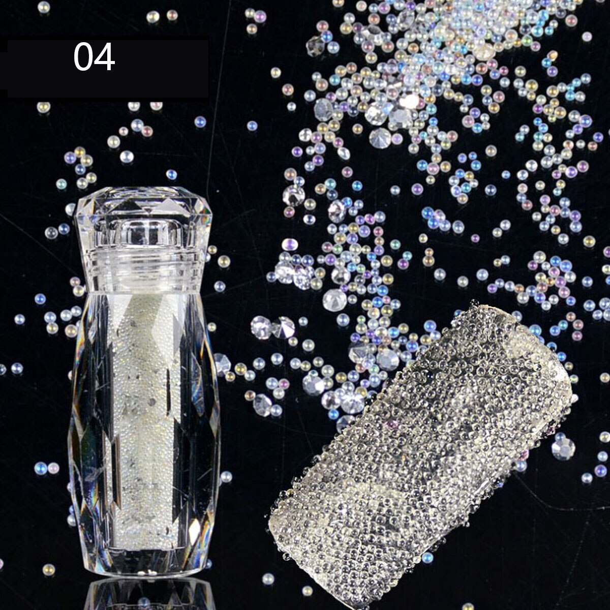 style 1 Bottle Mini Caviar Beads Crystal Tiny Rhinestones Glass Micro Bead For 3D Glitter Nail Art Decorations: 04