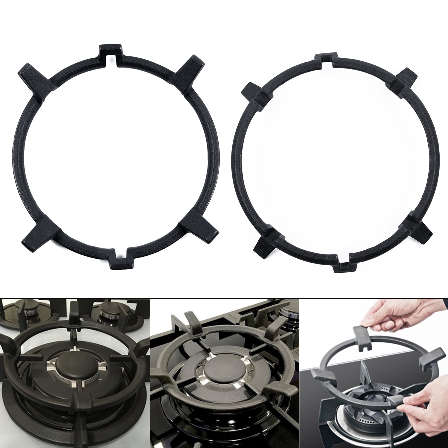 Universal støbejern wok pandestøtte / stander til brændere gaskogeplader og komfurer hjemmeforbrugsartikler