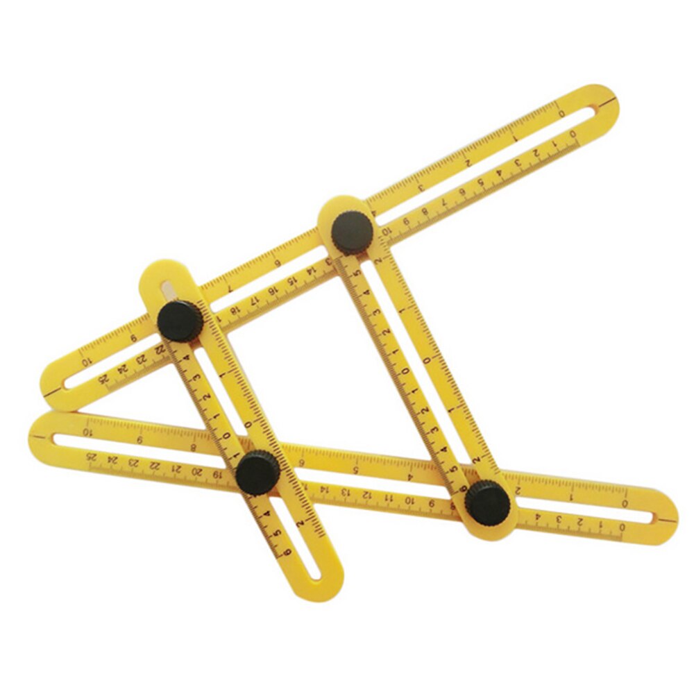 Multifunktionelle fire foldbare plast lineal måleinstrumenter fold lineal multi-vinkel linealer multi-vinkel lineal måleinstrumenter: Gul