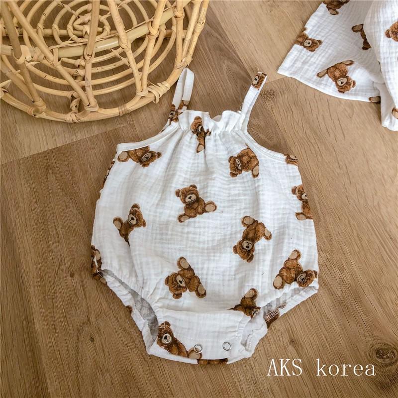 Nette Karikatur Drucken Baby Karosserie Mädchen Ärmellose Gesamt Baby Jungen Bär Overall Baumwolle Onesie Kleinkind Bär Kleidung: bodysuit / 6M  66cm