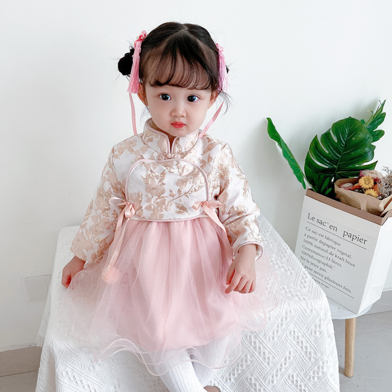 Year Princess Dress for Girls Baby Clothes Chinese Style Hanfu Velvet Thicken Warm Winter Fairy Chinoiserie Cheongsam