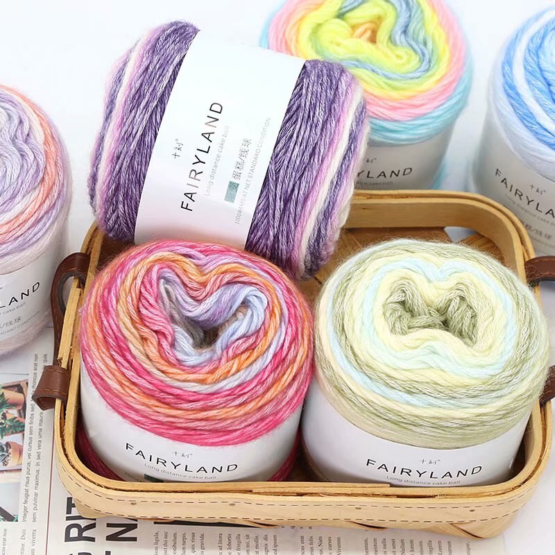 100g Rainbow Color Hand-woven Cotton Yarn Soft Crochet Thick Yarn For Hand Knitting Warm Sweater Sofa Cushion Scarf DIY