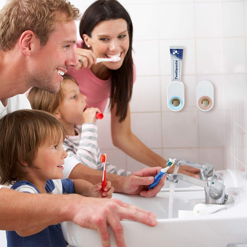 Household Toothpaste Automatic Dispenser Wall Mount Toothpaste Holder Automatic Squeezing Toothpaste Dispenser Health Safety