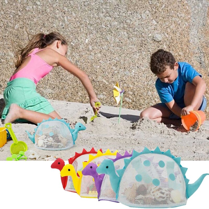 Netted Bag Beach Shell Bag Sand Play Summer Pool Zipper Bag w/ Adjustable Strap Beach Toy Kids Travel Bag Packing Accs