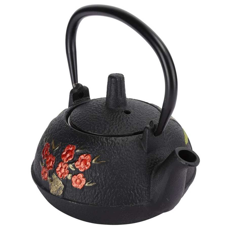 Støbejern tekande med rustfrit stål filter jern tekande til løs te (blomme bambus model 300 ml)